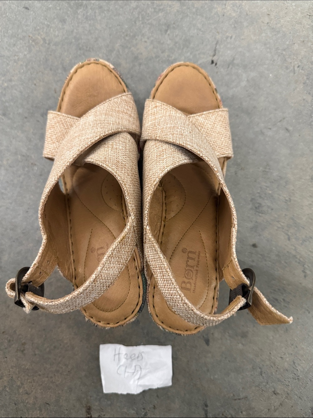Born Taupe Crisscross Wedge Sandals - Picture 3 of 5